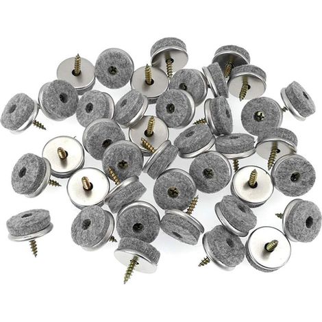 Lot de 40 patins en feutre à visser pour meubles en bois - 28 mm (1/5)