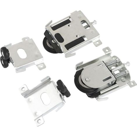 2 pièces Roulette Porte Coulissante placard, pour porte de garde-robe,rouleaux,armoire Runners Guides,guides avec tampon amortisseur, en Nylon, argent (1/4)