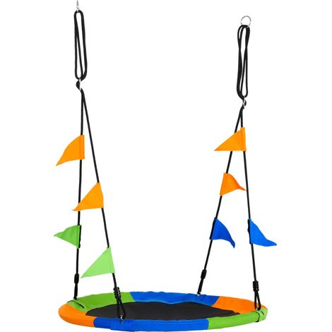 Altalena Rotonda da Giardino Ø100 cm per Albero o Soffitto Multicolore