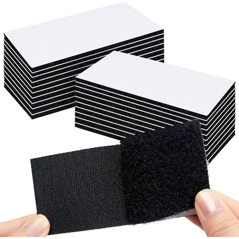 5 x 10 cm (Noir)，Autocollant Double Face 20 Pièces Double Face Extra Fort,Ruban Adhésif Double Face Puissant Bande Auto Agrippante Rectangle Rectangulaire Réutilisable (1/5)