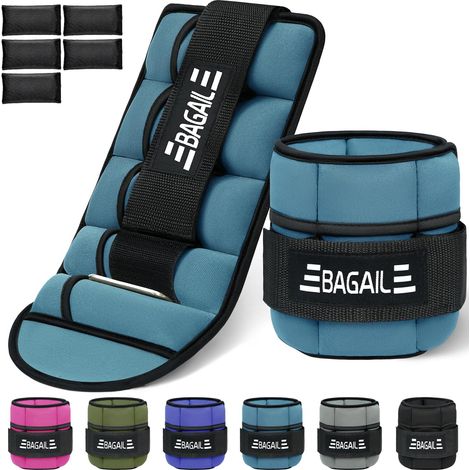 Poids de cheville réglables en 2 parties avec sac de sable amovible, sangle de poignet et sangle de cheville portable, 0,45 kg - 1,6 kg, circonférence 15-31 cm, idéal pour l'entraînement  (1/5)