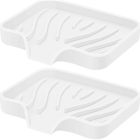 Silikon-Seifenschale mit Abfluss, Küchenseifenablage für Dusche und Küche, 2er-Pack selbstentleerender Seifenhalter, flexible Seifenschale für Badezimmer und Küchenspüle, tragbare flexible Seifenschal