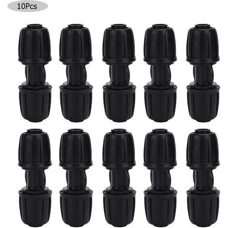 SJLERST 10 Pices Connecteur D'eau Droit Raccord D'irrigation Goutte Goutte de Jardin pour quipement D'arrosage de Tuyau PE 16mm (1/4)