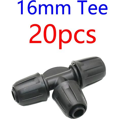Raccord en T 16 mm, tuyau PE, tuyau d'irrigation goutte à goutte pour jardin, serre et pelouse, diamètres DN16 et DN20. Tuyau de distribution d'eau. (1/5)