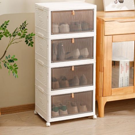 SIENTICE Boîtes de rangement pliables, armoires à chaussures pour entrée, bacs de rangement à plusieurs niveaux pour salon (1/5)