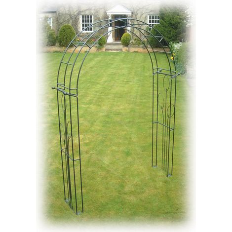Imperial Traditional Arch (Inc Ground Spikes) Garden Archway - Solid Steel - L43.2 x W170.1 x H256.4 cm - Black