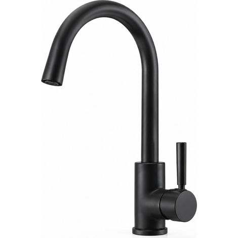 Mitigeur d'évier Edouard Rousseau noir laiton bec mobile col de cygne 334mm cartouche céramique aérateur économe (1/5)