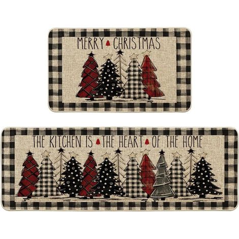 Tapis de cuisine 120x40 cm et 60x40 cm - Tapis de Noël - Tapis de cuisine - Tapis de cuisine - Décorations de Noël (1/5)