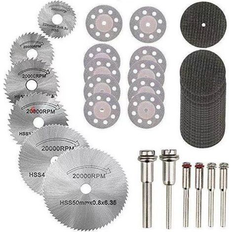 Mini Disque Diamant À Trononner & Mini Lame De Scie Circulaire Hss & Mini Disque De Coupe En Résine (3Mm Mandrins) Pour Bois Pierre Métal - Paquet De 42Pcs