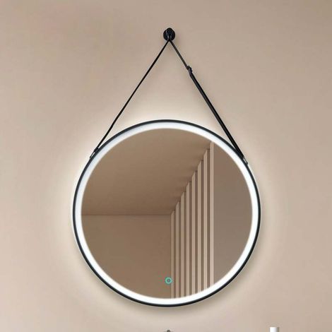 [GEBRAUCHT] B-Ware Lucande LED-Spiegel Lelin Ø 60 cm schwarz Aluminium CCT 1970 lm IP44 (1/2)
