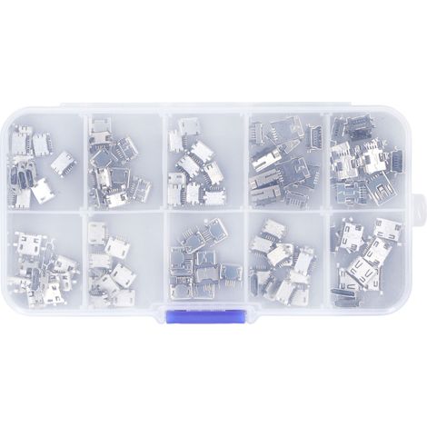 100 connecteurs femelles Micro Mini USB de différentes tailles pour téléphones Android, plus une boîte. (1/5)