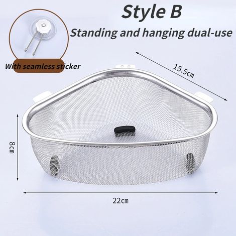 Panier d'évier en acier inoxydable, filtre triangulaire argenté (1/5)