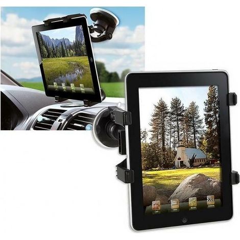 Soporte para coche Techly para tablet/iPad de 7" a 10,1", montaje en parabrisas, negro. (1/7)
