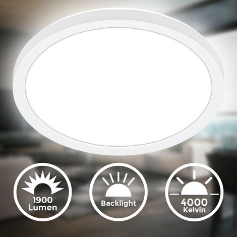 LED Panel Ø24 cm - 16W, 1900lm, flach, backlight, neutralweiß, weiß