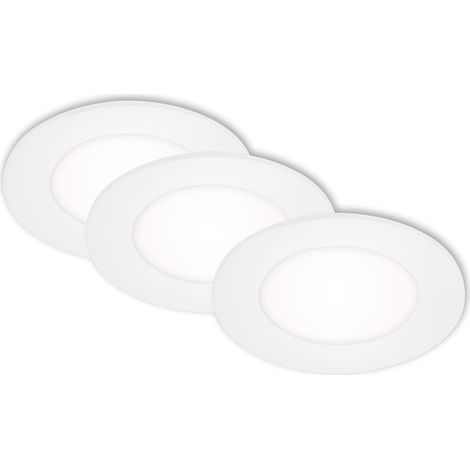 LED Einbauleuchten 3er Set ultraflach je 3 W IP23 Weiß Kunststoff Briloner