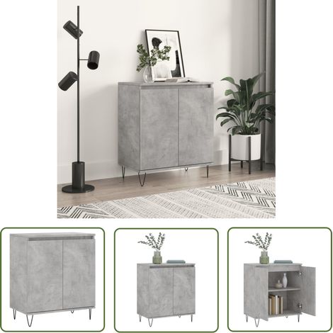 The Living Store Buffet Gris béton 60x35x70 cm Bois d'ingénierie - Buffet Gris - Buffet Design - Meuble Rangement - Armoire Murale - Commode Moderne (1/5)