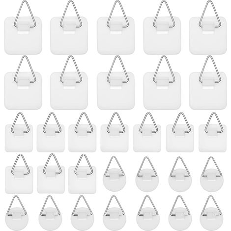30 unsichtbare Klebehaken zur Wandmontage, Bilderrahmen-/Fotobefestigung ohne Bohren, stabile Wandbefestigung