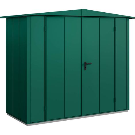 Hörmann Metall-Gerätehaus Berry Modern mit Satteldach Typ 1, 259 x 121 cm, moosgrün, 3,1 m², 2-flüglige Tür (1/5)