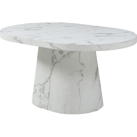 Tavolo da pranzo allungabile da 6 a +12 persone in MDF Effetto marmo Bianco - CLOEVA