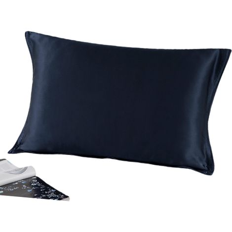 Filiyano – oreiller en soie de – Paire de taies d'oreiller en soie de luxe bleu marine (1/3)