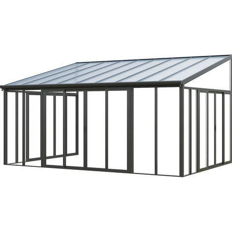 Véranda en aluminium et polycarbonate avec protection UV - 19,99 m² - anthracite - MATHILDA