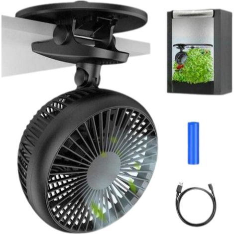 Bürstenloser Clip-Ventilator – Schwarz – 1800-mAh-Akku (Ladeversion) – 360°-Drehung (1/5)