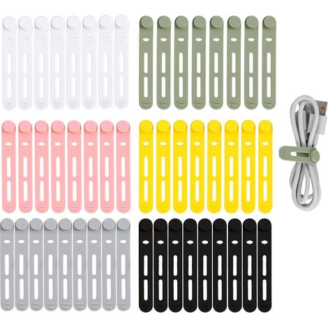 50 Stück Silikonkabel, wiederverwendbare Kabelbefestigungen aus Silikon, Range Cable Bureau und Maison Organisateur Cable Élastiques pour Câbles de Charge, Audio and Réseau, Rangement Cable Pratique (1/5)