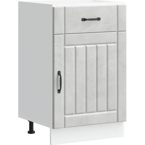 Set di 1 mobile da cucina moderno e pratico con piedi regolabili 50 x 46 x 81,5 cm in legno ingegnerizzato grigio cemento 020050076