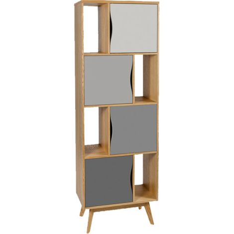 Bibliothèque Design "Avon" 191cm Chêne & Gris (1/5)
