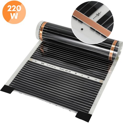 SWANEW Foglio di riscaldamento a pavimento elettrico a infrarossi, 8 pezzo-Set, 220W/m2, adatto per 8m2, 2x0,5m per pezzo