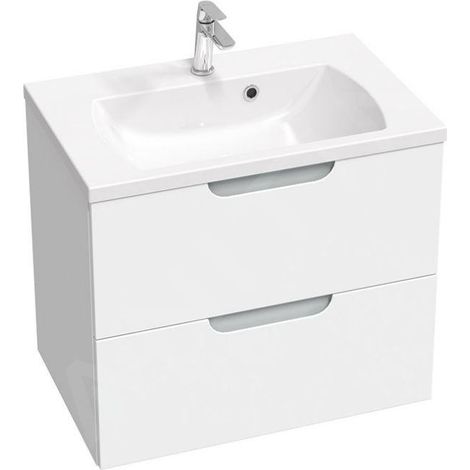 Ravak Classic II - Meuble lavabo 694x446x584 mm, 2 tiroirs, blanc/gris brillant X000001479 (1/5)
