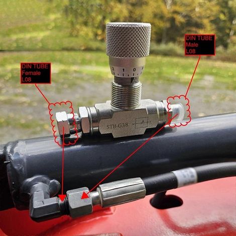 Vanne de régulation de débit hydraulique 3/8" L10 - STB-G3/8 - Mini-pelle - Limiteur (1/3)