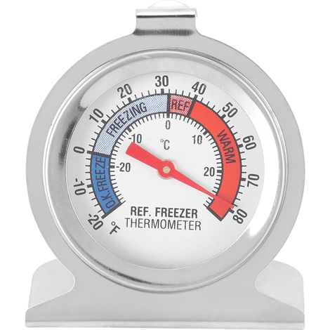 Thermomètre pour réfrigérateur-congélateur en acier inoxydable, grand cadran, indicateur de température (1/4)