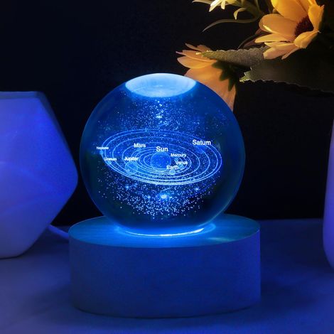 Veilleuse boule de cristal planète système solaire, veilleuse rechargeable pour enfants, lumière vive et colorée, adaptée à la chambre à coucher (1/5)