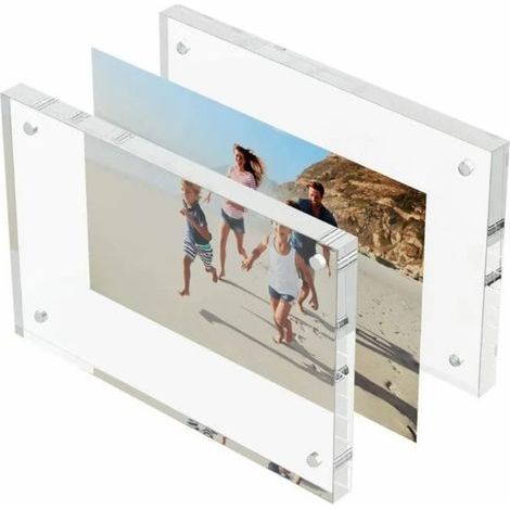 Cadre Photo Acrylique Transparent Cristal Double Face Autoportant pour Bureau (1/5)