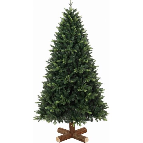 HOMCOM 6ft Artificial Christmas Tree, Solid Fir Wood Stand, Green