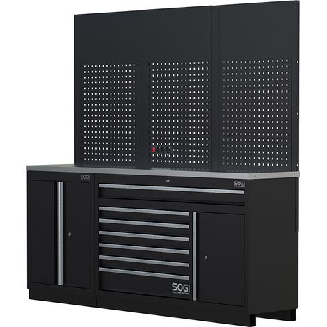Arredamento modulare per officina e garage SOGI ARR-OFF-2040-B - piano in acciaio - 2040x466x2000 mm (1/5)
