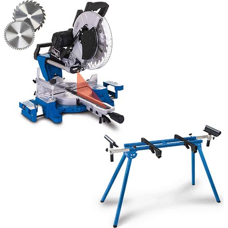 Scheppach Scie à onglet radiale HM140L + Support universel UMF1550 - 2000W - lame Ø 305 mm - laser - largeur/hauteur de coupe 330/105 mm - charge max 150 kg