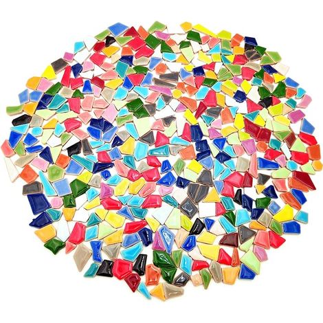 Irregular Ceramic Mosaic Tiles 0.5 x 2 cm Small Pieces Mosaic Tiles for DIY Craft Home Wall Decor Mixed Colors (1/5)