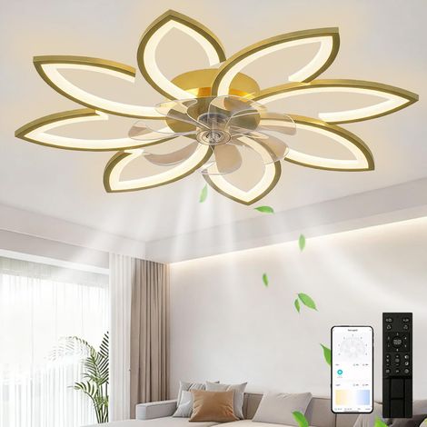 Plafonnier LED avec Ventilateur Ø90 cm, Télécommande et Application, Éclairage à 3 Couleurs Réglable, 6 Vitesses et Minuterie, Ventilateur de Plafond (1/5)
