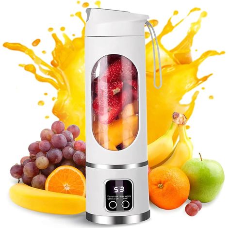 Frullatore portatile ricaricabile da 450 ml, 12 lame, 12.000 giri/min, ideale per preparare smoothie, con USB-C (500 g) (1/5)