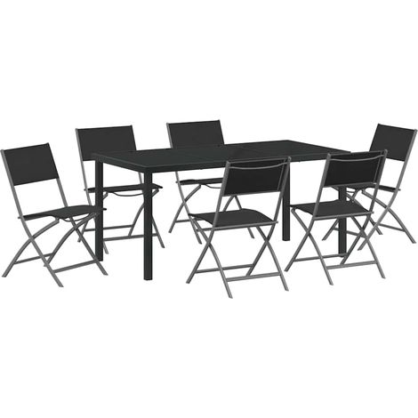 Maison Exclusive - Set da Pranzo per Giardino 7 pcs Nero (1/5)