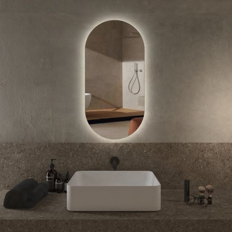 Specchio Ovale 40X80 Reversibile Retroilluminato