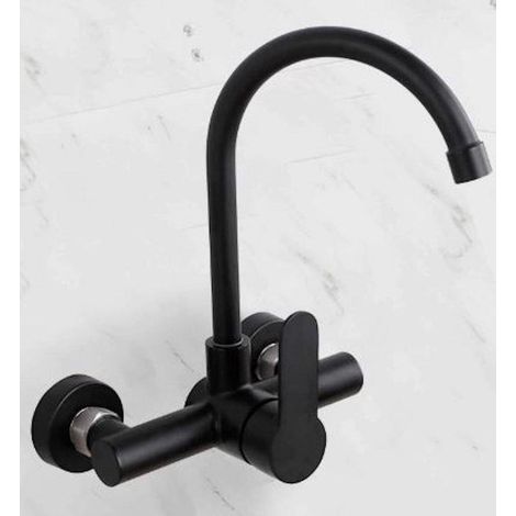 Robinet mural encastrable noir mat – Modèle 8654-CB – Acier inoxydable – Pour lavabo (1/5)