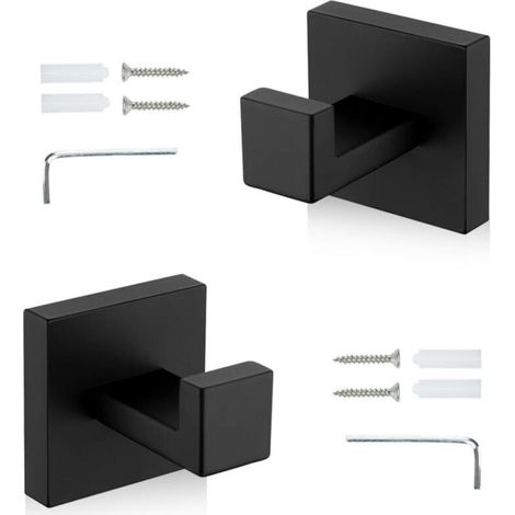 Lot de 2 crochets porte-serviettes en acier inoxydable, robustes, design simple et moderne avec accessoires de montage, parfaits pour balcon, salle de bain et salon.