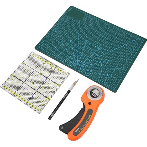 Kit de découpe rotatif pour cuir, ensemble d'outils de gravure avec règles pour patchwork