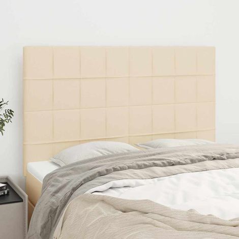 vidaXL Cabecero de cama de tela color crema 144x5x118/128 cm (1/5)