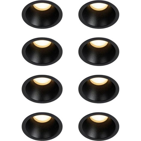 QAZQA Dept Spot encastrable - lot de 8 - 7.8x7.8x6.5cm - à intensité réglable - IP44 - Rond - Noir (1/5)