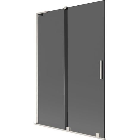 Mexen Velar L paravento per vasca da bagno a 2 ante scorrevoli 120 x 150 cm, grafite, nichel spazzolato - 896-120-003-41-97 (1/5)