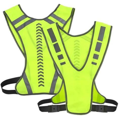 BUNTHAUS Lot de 2 gilets réfléchissants pour femme, gilet de sécurité EN ISO 20471, gilet de course réfléchissant, gilet haute visibilité réglable pour vélo, voiture à moto, gilet haute visibilité pou
